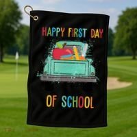 Happy First Day Of School Learning Truck Golf Towel thumb 1