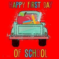 Happy First Day Of School Learning Truck Santa Hat thumb 1