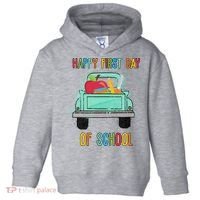 Happy First Day Of School Learning Truck Toddler Hoodie thumb 0
