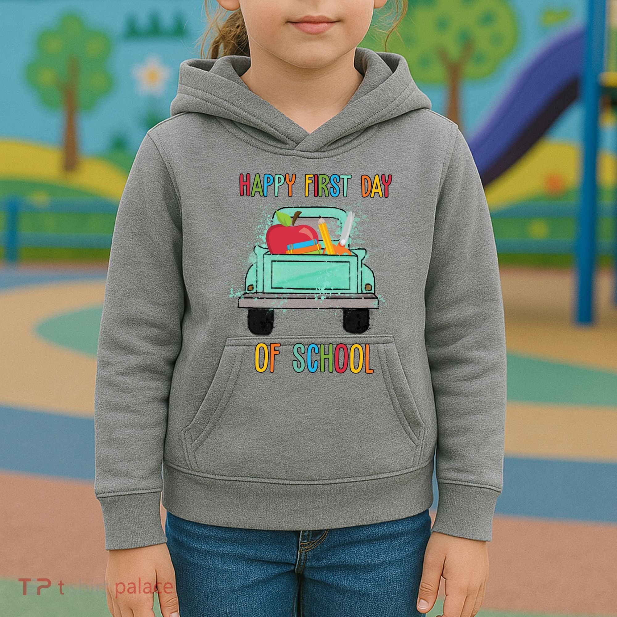 Happy First Day Of School Learning Truck Kids Hoodie