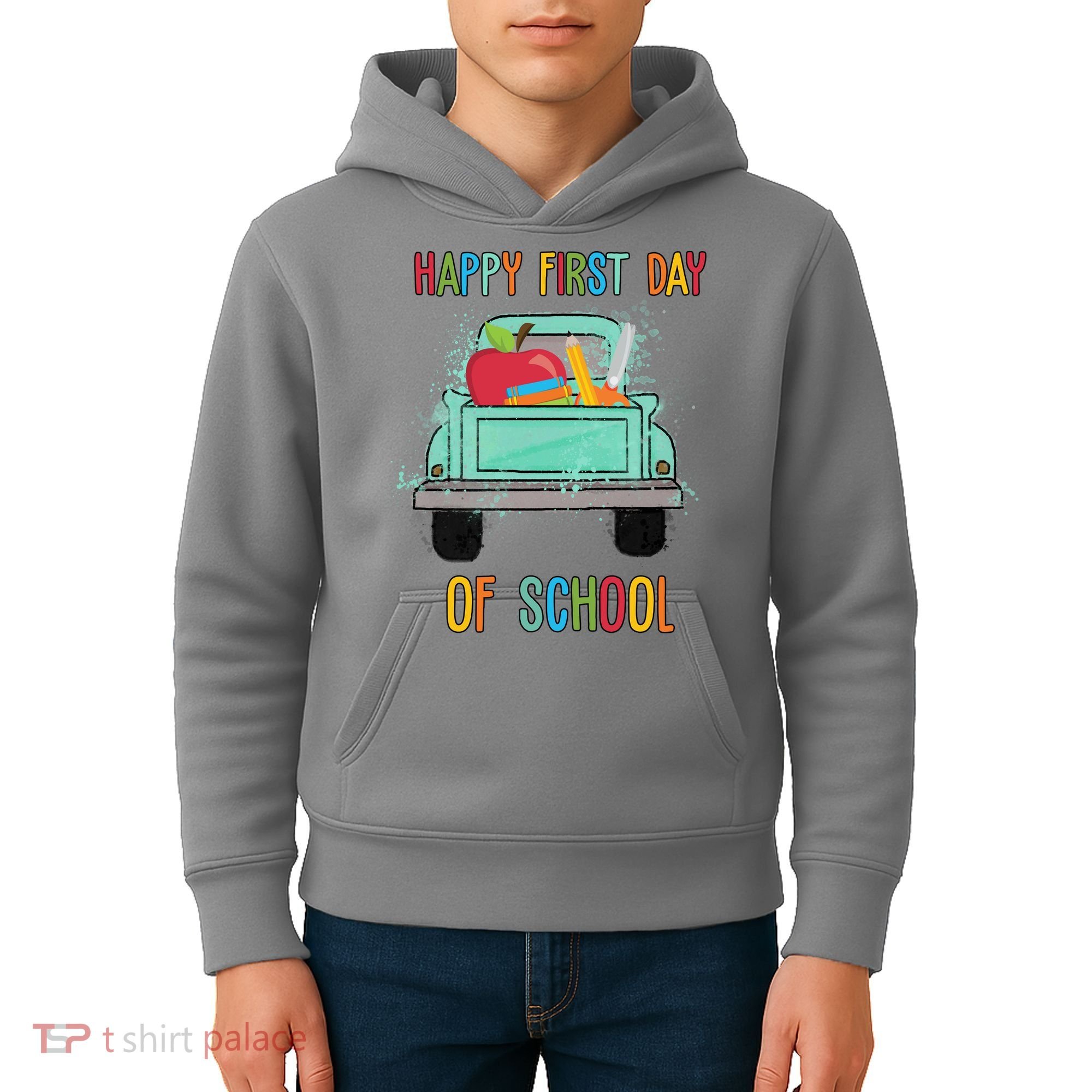 Happy First Day Of School Learning Truck Kids Hoodie