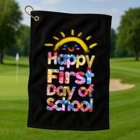 Cute Sun Happy First Day Of School Golf Towel thumb 1