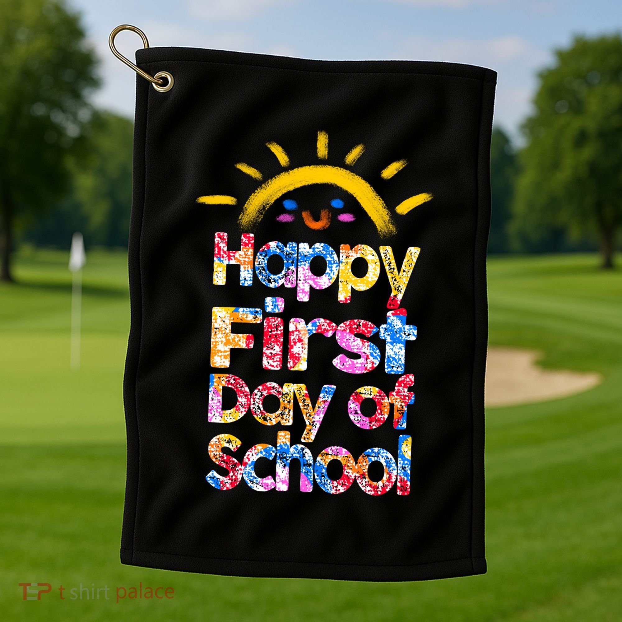 Cute Sun Happy First Day Of School Golf Towel