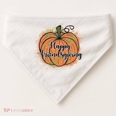 Happy Friendsgiving Fall Pumpkin Gift USA-Made Doggie Bandana
