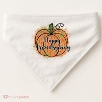 Happy Friendsgiving Fall Pumpkin Gift USA-Made Doggie Bandana thumb 0