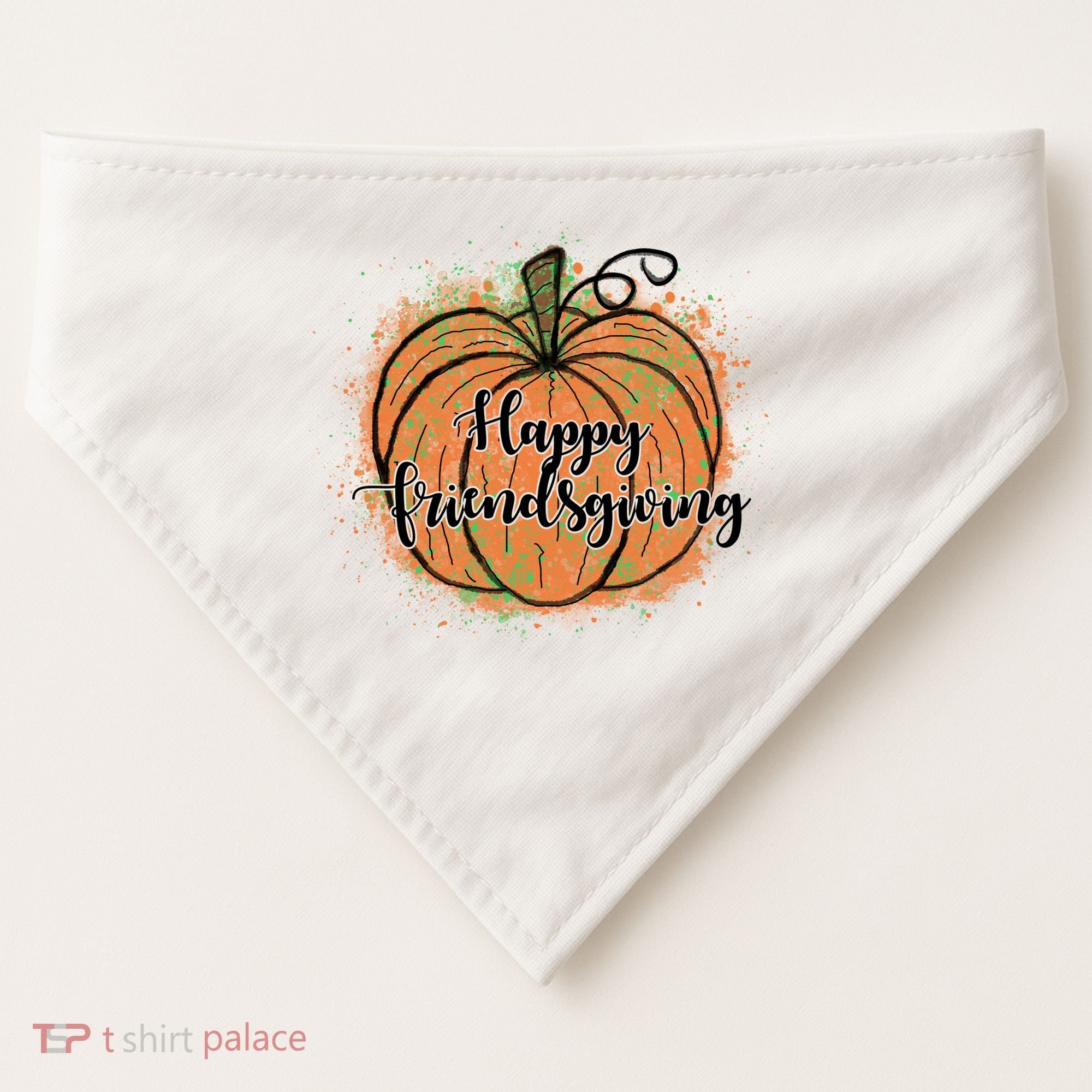Happy Friendsgiving Fall Pumpkin Gift USA-Made Doggie Bandana