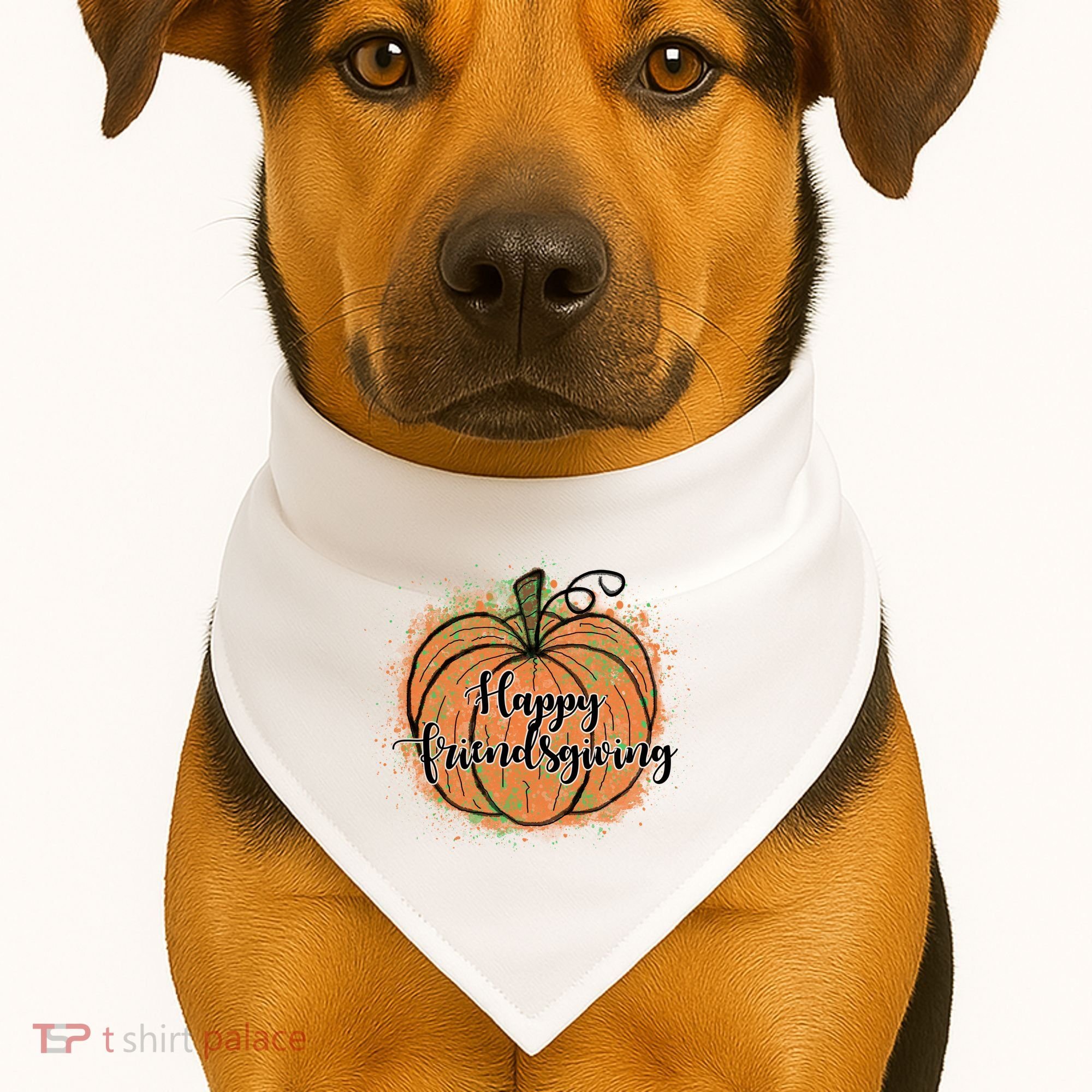 Happy Friendsgiving Fall Pumpkin Gift USA-Made Doggie Bandana