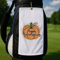 Happy Friendsgiving Fall Pumpkin Gift Golf Towel thumb 2