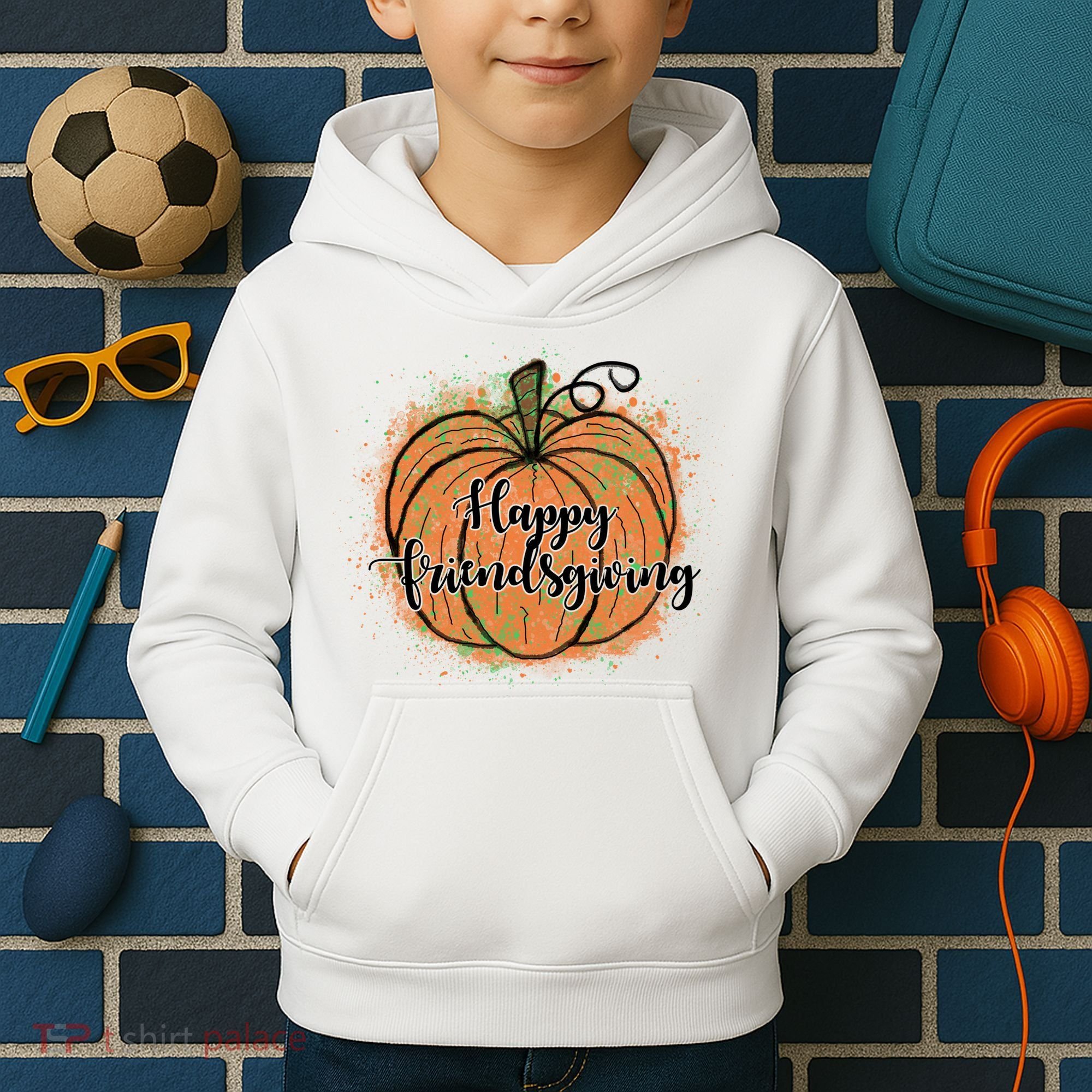 Happy Friendsgiving Fall Pumpkin Gift Kids Hoodie