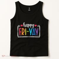 Happy Friyay Friday Lovers Fun Teacher Back To School Tank Top thumb 2
