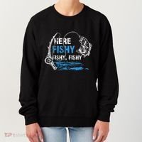 Here Fishy Funny Fishing Fishermen Fish Graphic Women's Sweatshirt thumb 0