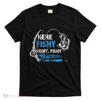Here Fishy Funny Fishing Fishermen Fish Graphic T-Shirt thumb 0