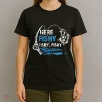 Here Fishy Funny Fishing Fishermen Fish Graphic T-Shirt thumb 4