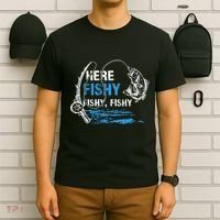 Here Fishy Funny Fishing Fishermen Fish Graphic T-Shirt thumb 6