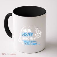 Here Fishy Funny Fishing Fishermen Fish Graphic Coffee Mug thumb 0