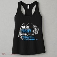 Here Fishy Funny Fishing Fishermen Fish Graphic Women's Tank Top thumb 3