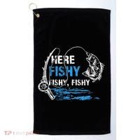 Here Fishy Funny Fishing Fishermen Fish Graphic Golf Towel thumb 0