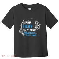 Here Fishy Funny Fishing Fishermen Fish Graphic Toddler T-Shirt thumb 0