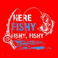 Here Fishy Funny Fishing Fishermen Fish Graphic Santa Hat thumb 1