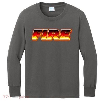 Hot Fire Flames Kids Long Sleeve Shirt