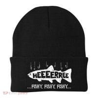 Here Fishy Funny Fish Fishing Lovers Heeeerree Fishy Fishy Beanie thumb 0