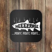 Here Fishy Funny Fish Fishing Lovers Heeeerree Fishy Fishy Coaster thumb 0