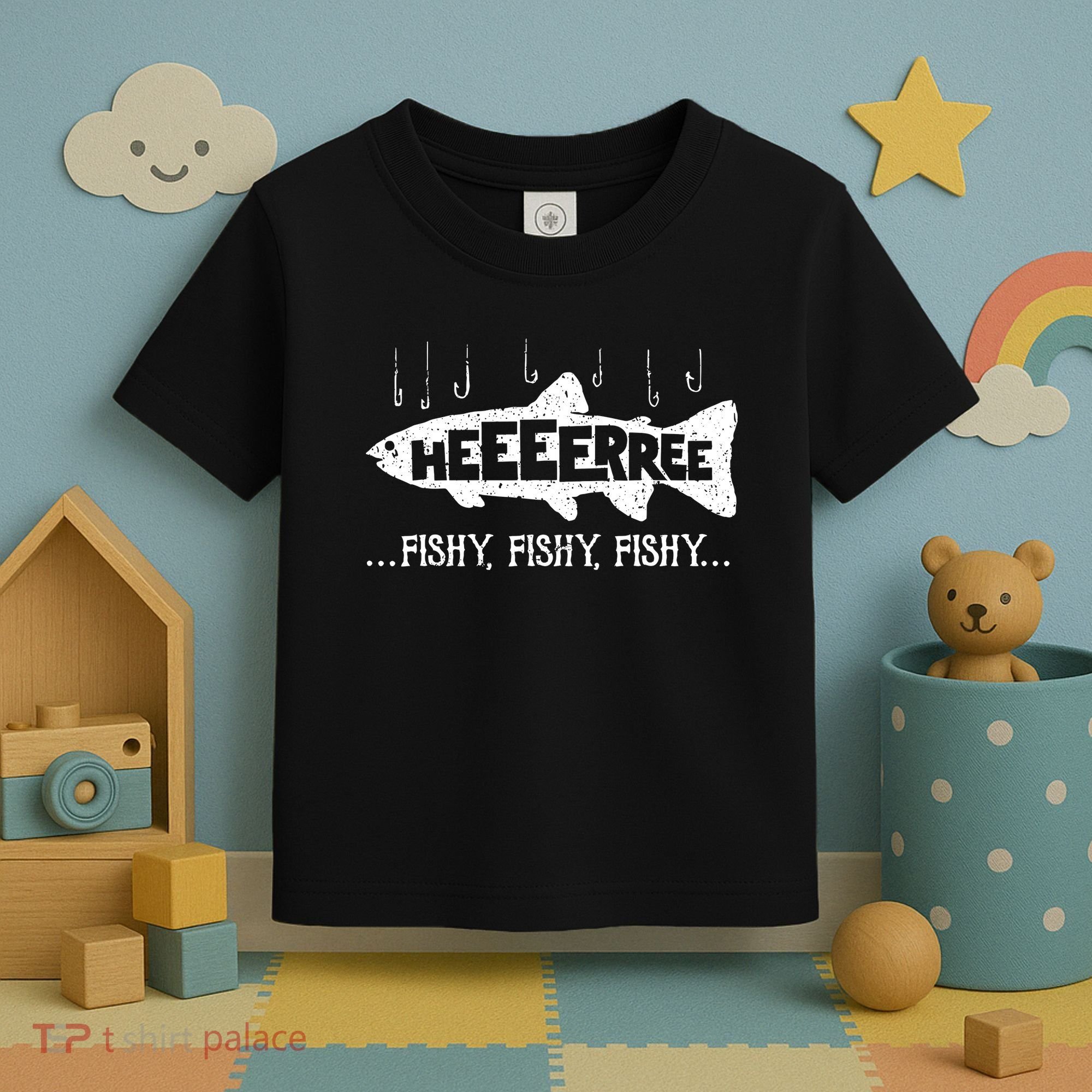 Here Fishy Funny Fish Fishing Lovers Heeeerree Fishy Fishy Toddler T-Shirt
