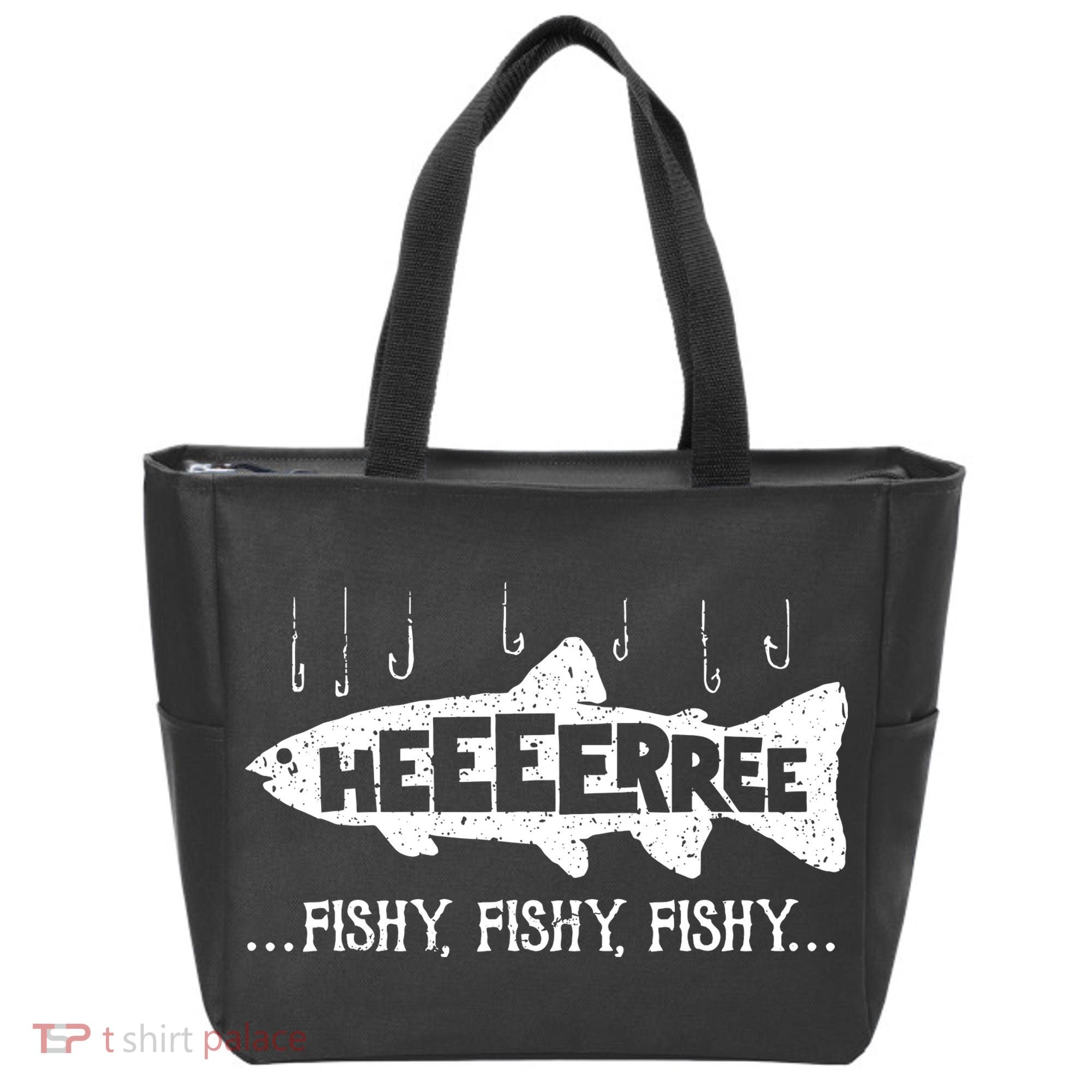 Here Fishy Funny Fish Fishing Lovers Heeeerree Fishy Fishy Tote Bag