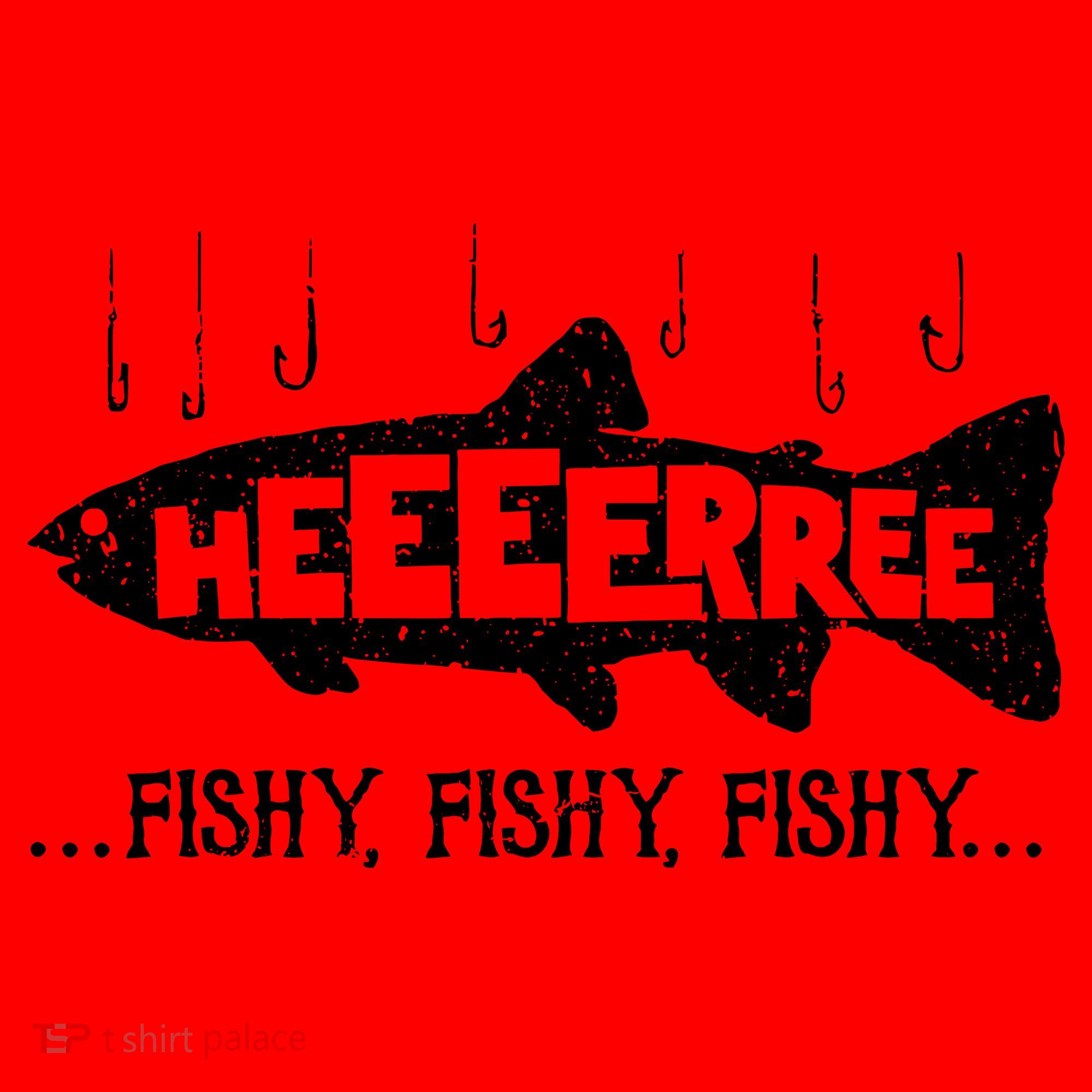Here Fishy Funny Fish Fishing Lovers Heeeerree Fishy Fishy Santa Hat