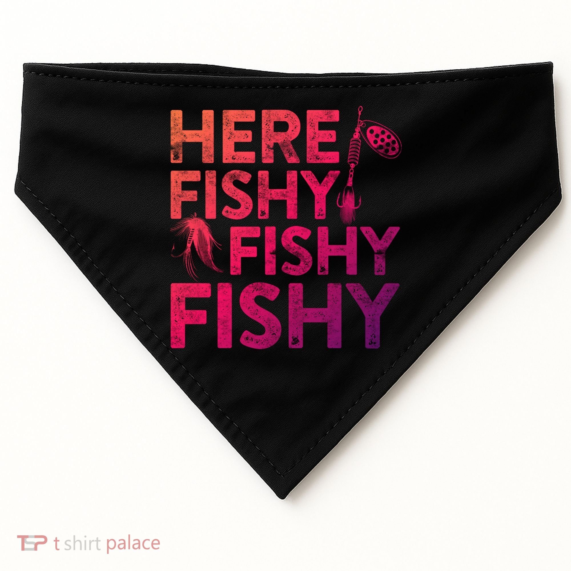 Here Fishy Fishy Fishy Gift Fisher Gifcool Gift USA-Made Doggie Bandana