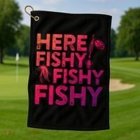 Here Fishy Fishy Fishy Gift Fisher Gifcool Gift Golf Towel thumb 1