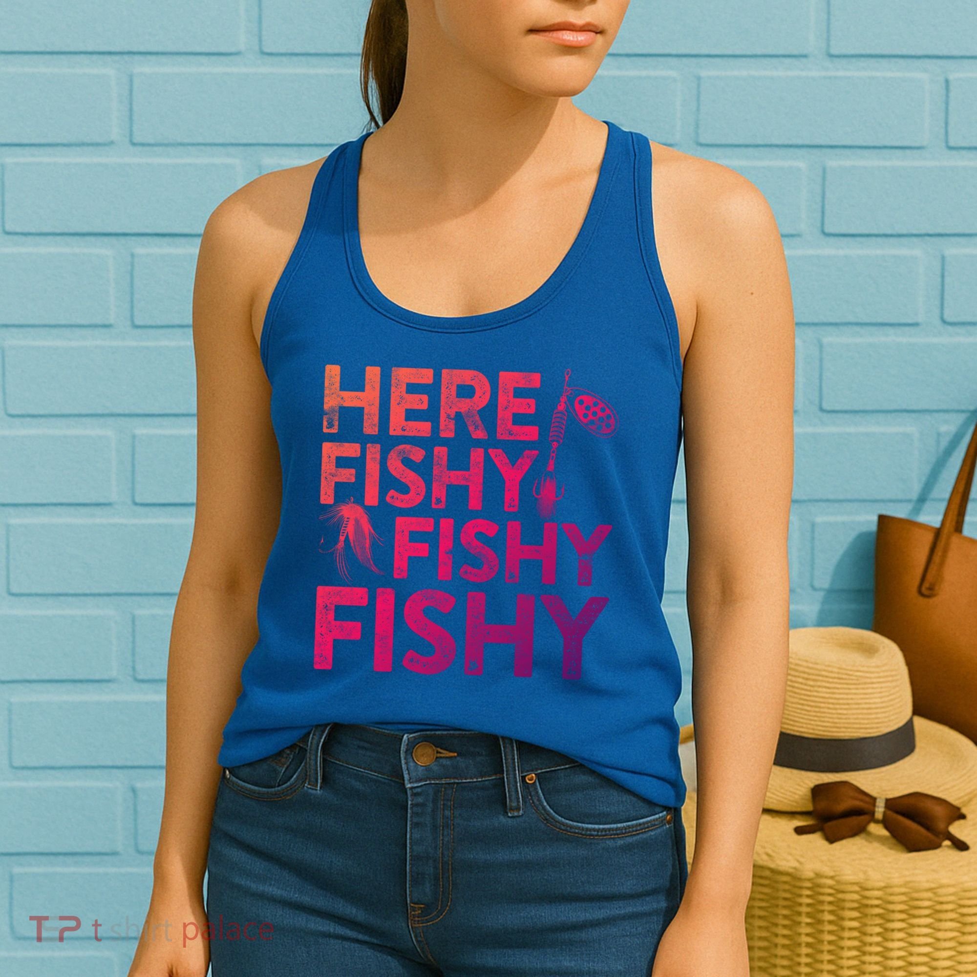 Here Fishy Fishy Fishy Gift Fisher Gifcool Gift Women's Tank Top