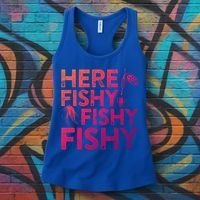 Here Fishy Fishy Fishy Gift Fisher Gifcool Gift Women's Tank Top thumb 3