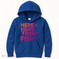 Here Fishy Fishy Fishy Gift Fisher Gifcool Gift Kids Hoodie thumb 0