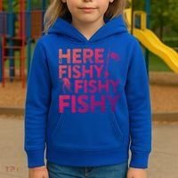Here Fishy Fishy Fishy Gift Fisher Gifcool Gift Kids Hoodie thumb 3