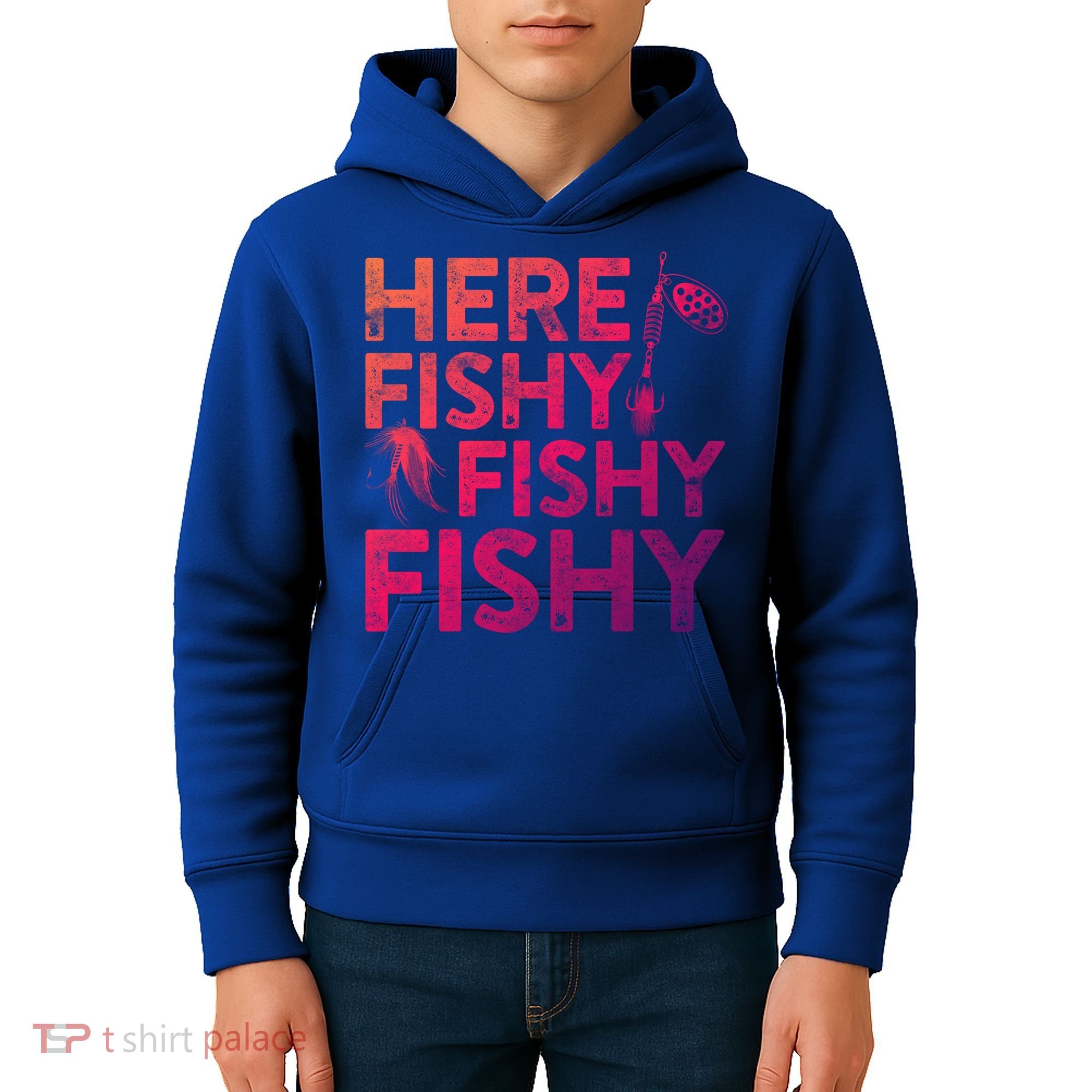 Here Fishy Fishy Fishy Gift Fisher Gifcool Gift Kids Hoodie