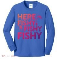 Here Fishy Fishy Fishy Gift Fisher Gifcool Gift Kids Long Sleeve Shirt thumb 0