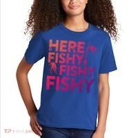 Here Fishy Fishy Fishy Gift Fisher Gifcool Gift Kids T-Shirt thumb 2