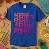 Here Fishy Fishy Fishy Gift Fisher Gifcool Gift Kids T-Shirt thumb 3