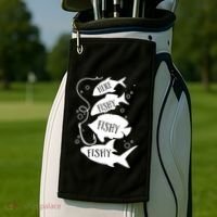 Here Fishy Fishy Fishing Lover Golf Towel thumb 2