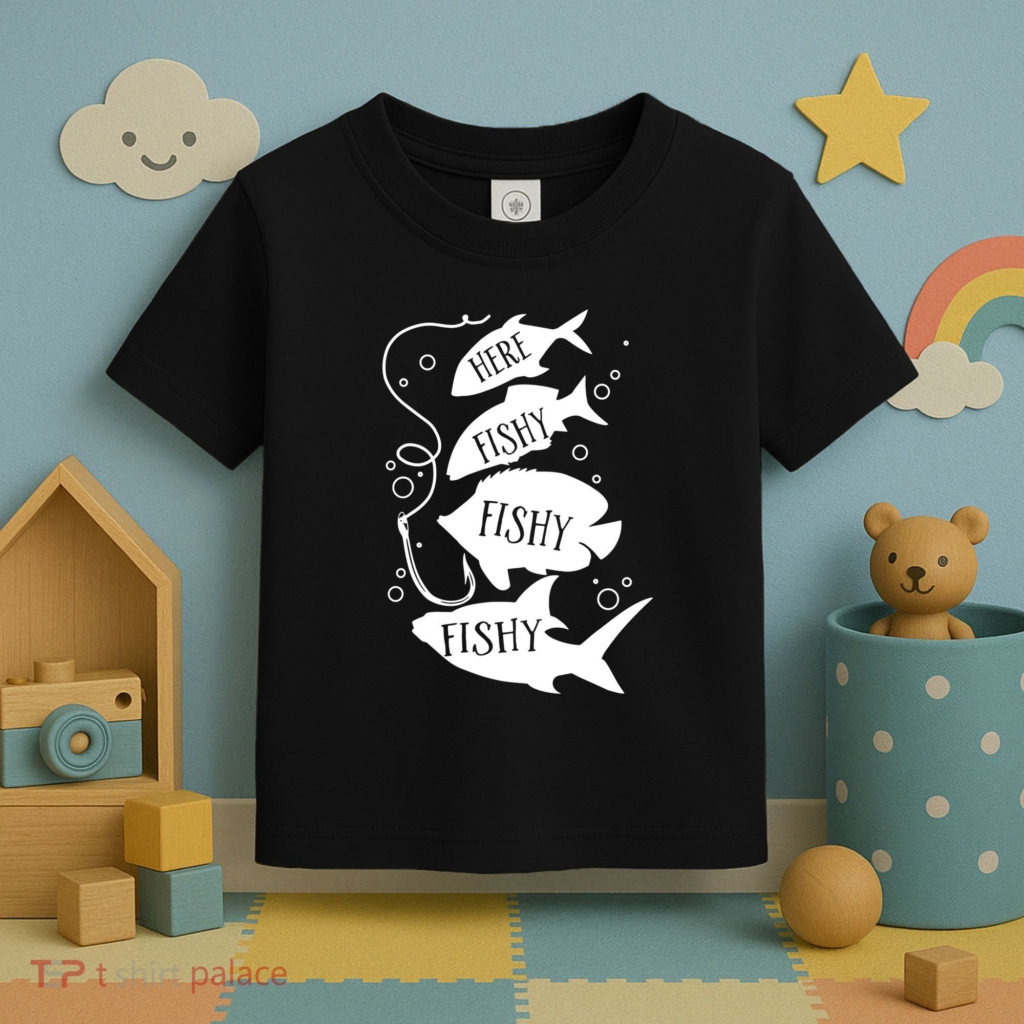 Here Fishy Fishy Fishing Lover Toddler T-Shirt