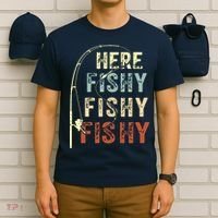 Here Fishy Fishy Fishy Funny Fishing T-Shirt thumb 6