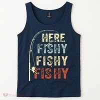 Here Fishy Fishy Fishy Funny Fishing Tank Top thumb 2
