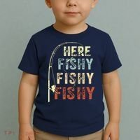 Here Fishy Fishy Fishy Funny Fishing Toddler T-Shirt thumb 2
