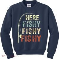 Here Fishy Fishy Fishy Funny Fishing Kids Sweatshirt thumb 0