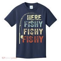 Here Fishy Fishy Fishy Funny Fishing Kids T-Shirt thumb 0