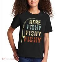 Here Fishy Fishy Fishy Funny Fishing Kids T-Shirt thumb 2