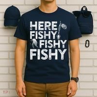 Here Fishy Fishy Fishy Fishing Fisherman Funny Quote T-Shirt thumb 6