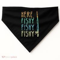Here Fishy Fishy Fishing Lover Tee Fishermans Gift USA-Made Doggie Bandana thumb 0