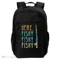 Here Fishy Fishy Fishing Lover Tee Fishermans Gift Backpack thumb 0